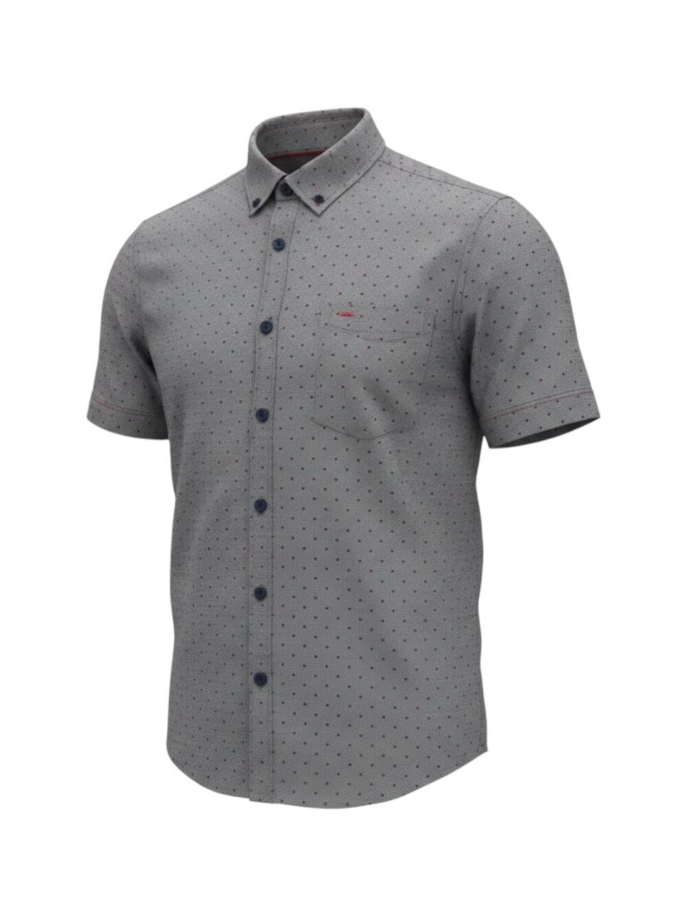 San Francisco Work Shirts Grey Red M Grey Button-Down